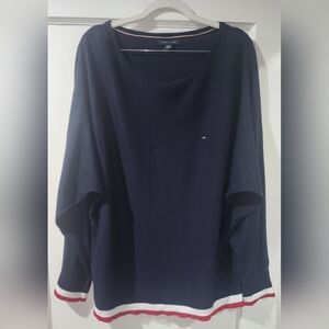 Tommy Hilfiger Classic Navy Sweater with Red and White Accents